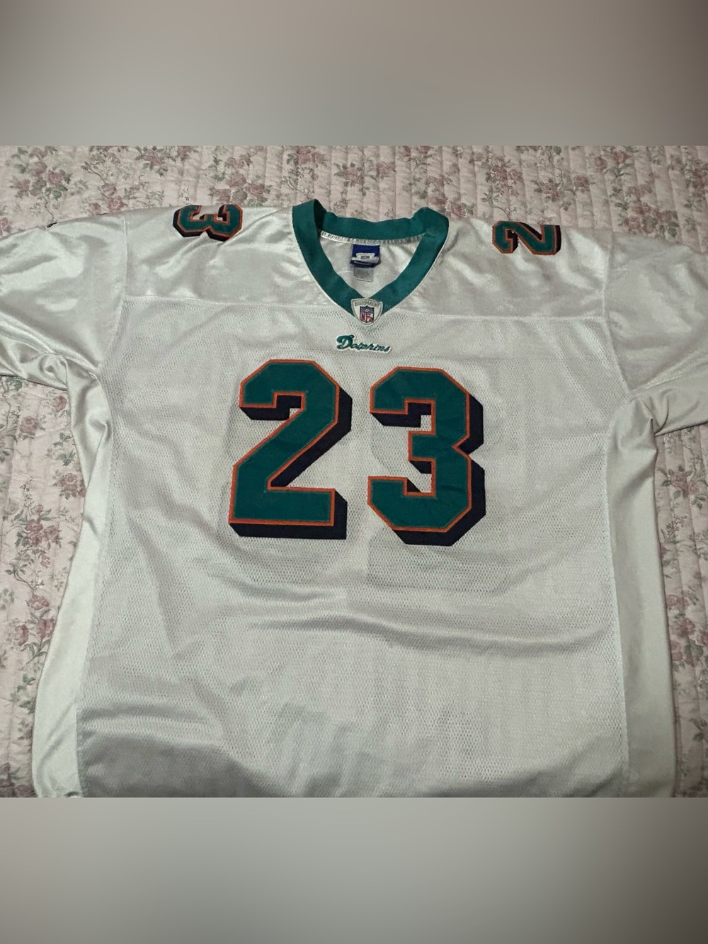Reebok Stitched White NFL Miami Dolphins Ronnie Brown On Field Jersey Size 56